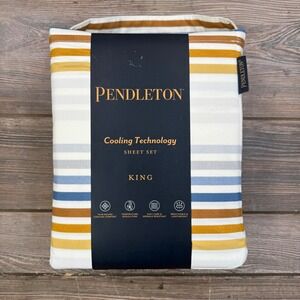 Pendleton King Sheet Set Ivory Westland Stripe Cooling Technology New